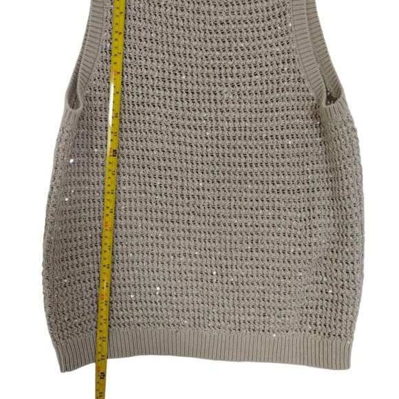 Elegant knitted blouse with small sequins for women, Size M, Light brown color - Picture 3 of 4